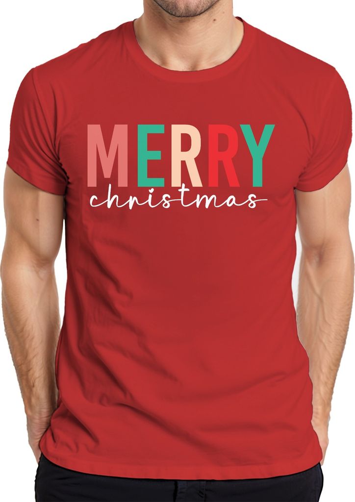 Merry Christmas Spruch - Weihnachten Weihnachtsgeschenk Christmas Herren T-Shirt, Rot, M
