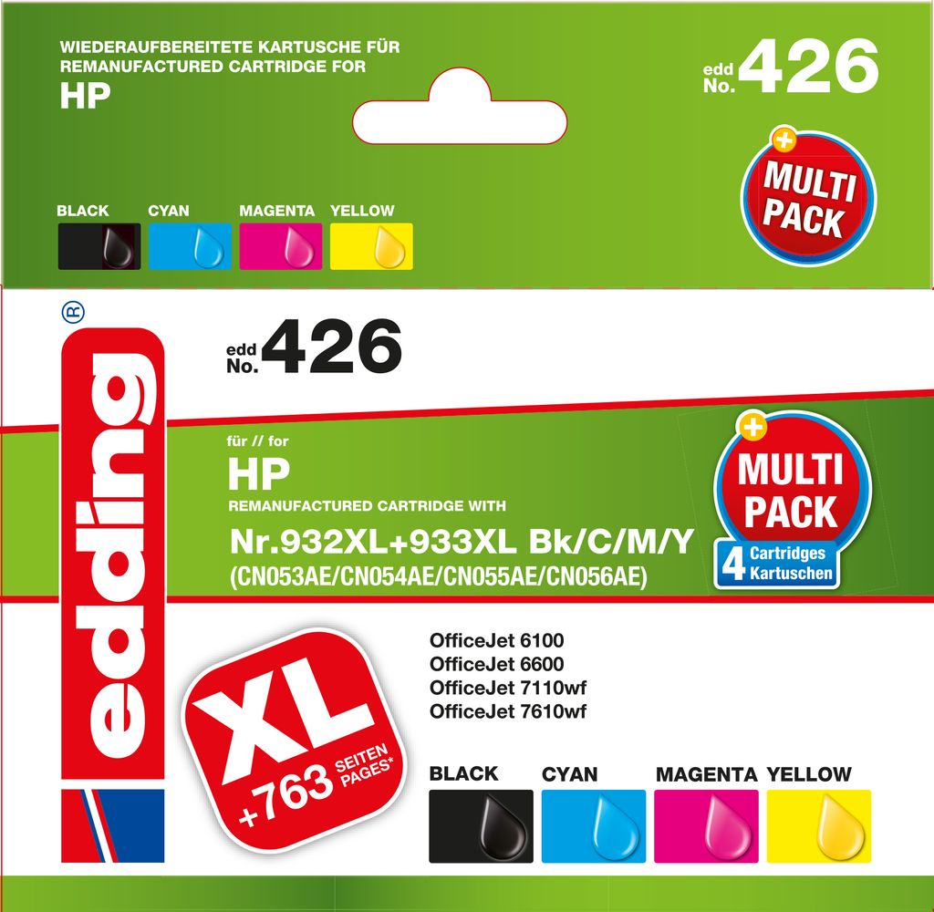 edding Tintenpatrone EDD-426 Multipack HP Nr. 932XL-933XL