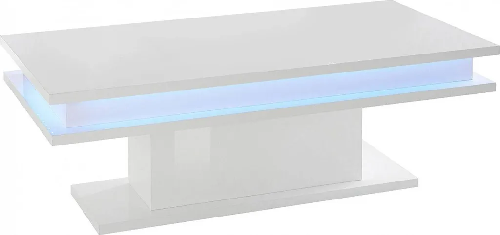 Table basse rectangulaire blanche laquée 100 cm avec éclairage LED