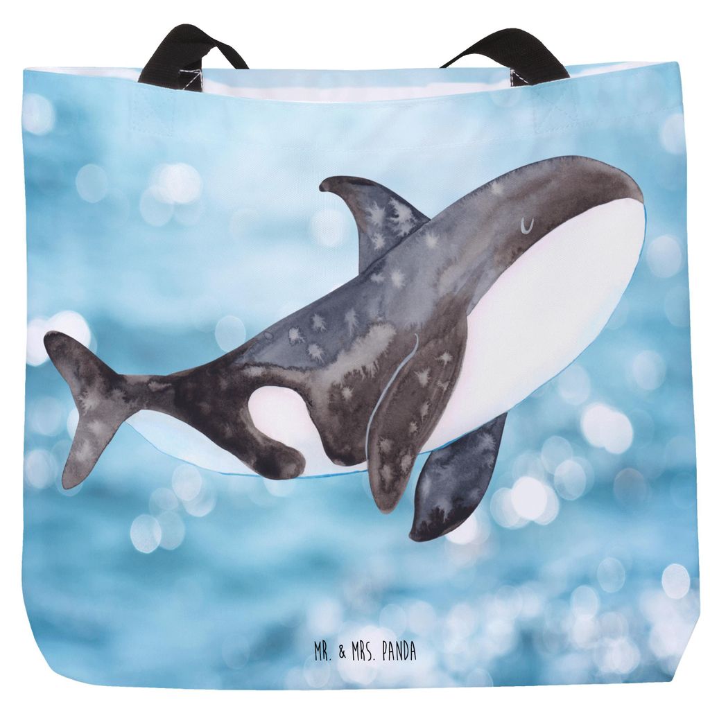 Mr. & Mrs. Panda Tote Bag Orca - Oceanblue - Geschenk, Laptoptasche, Strandtasche, Meer, Tasche, Wal, Büro, Orcas, Beutel, Einkaufstasche, Arbeit