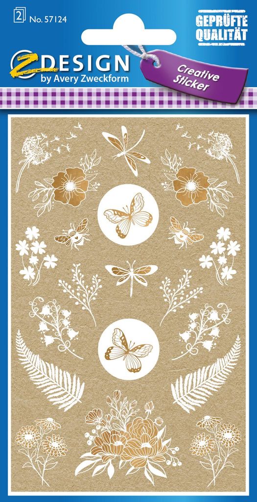 AVERY Zweckform ZDesign CREATIVE Geschenke-Sticker "FLORAL" 2 Blatt à 21 Etiketten