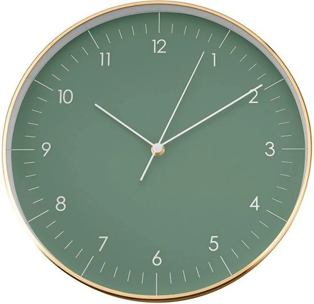 Grande horloge 60cm silencieuse vert et doré - Design chic moderne
