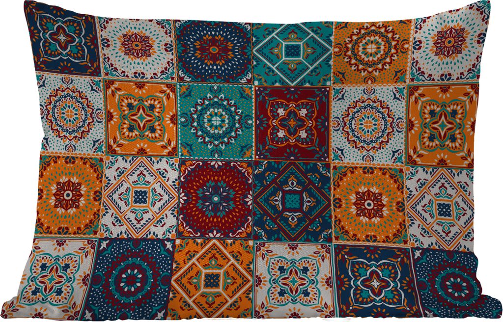 MuchoWow Outdoor Kissen - Retro - Blatt - Design - Orange - Braun - 50x30 cm - Wetterfest - Lounge Kissen - Sofa kissen - Wohnzimmer Dekoration