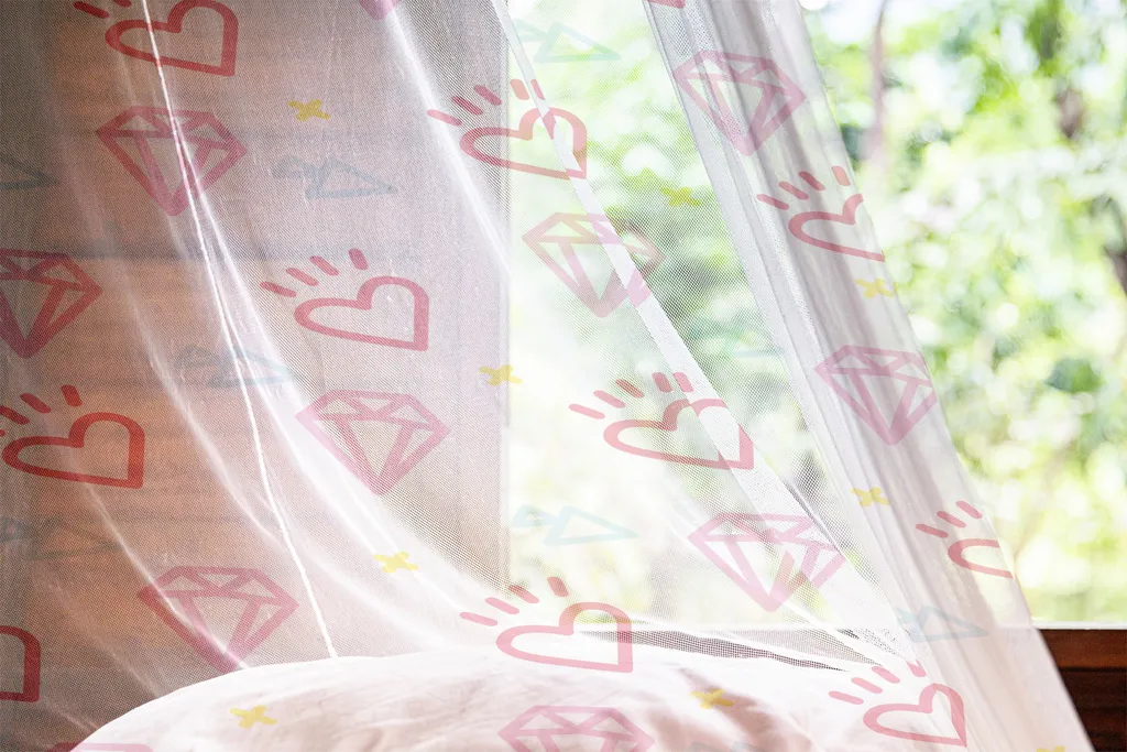 ABAKUHAUS Romantico arazzo da parete, astratto forme a diamante cuori e triangoli ragazza amore retrò triangolo, soggiorno camera da letto setoso raso arazzo da parete, 240 cm x 274 cm, rosa scuro corallo bianco - 3