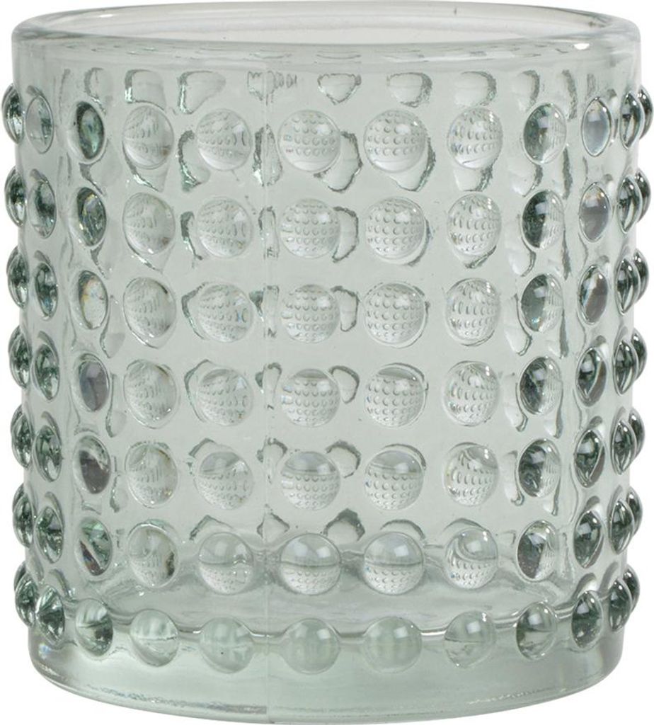 Eleganter Kerzenhalter aus Glas mit konvexem Muster, 7 x 7 x 7,7 cm