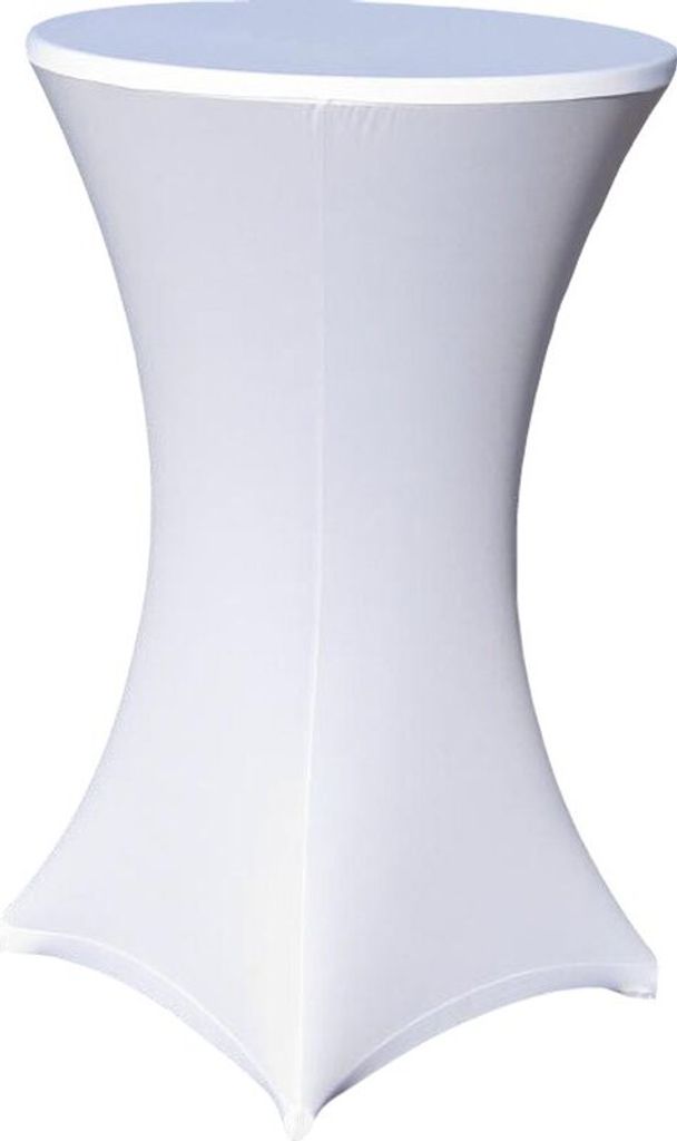Stehtisch Husse Weiss Ø 80 cm mit Fußlaschen Stretch Produktbild 1
