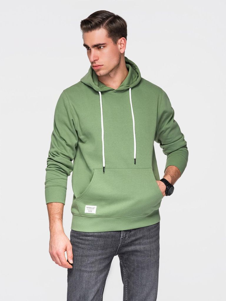 OMBRE Herren Hoodie Kapuze Baumwolle Basic OM-SSBN-0270 green M