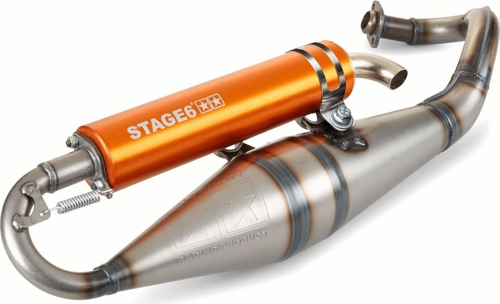 stage6 pro replica mk2 orangefarbener auspuffdämpfer für piaggio gilera ac lc, zugelassen.