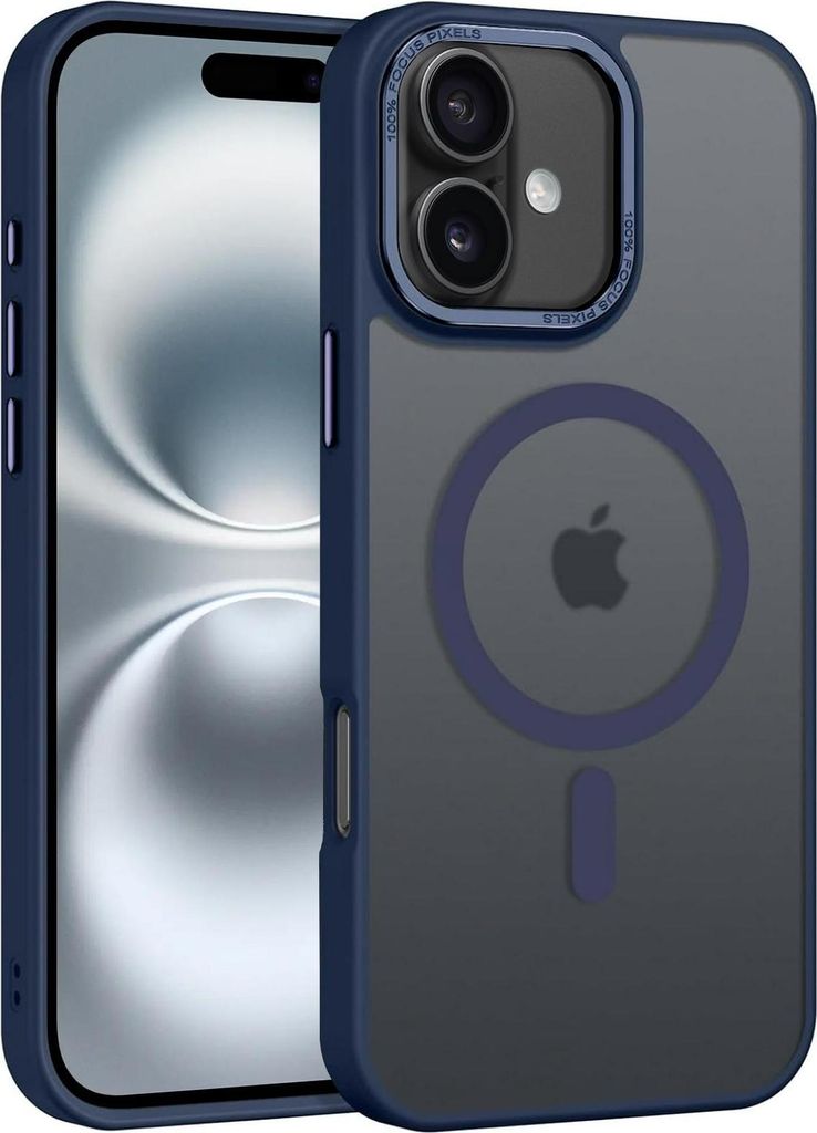 Handyhülle für iPhone 16 Hülle MagSafe kompatibel mit Metall Kamerarahmen Magnet Case TPU Kantenschutz