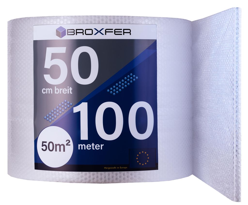 Broxfer Luftpolsterfolie Rolle 50cm x 100m Polsterfolie für Produktbild 