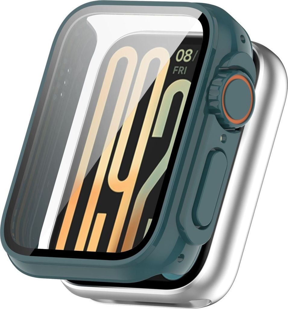 Für Xiaomi Smart Band 9 Pro Kunststoff PC Smart Hülle + Tempered H9 Hart Glas Grün