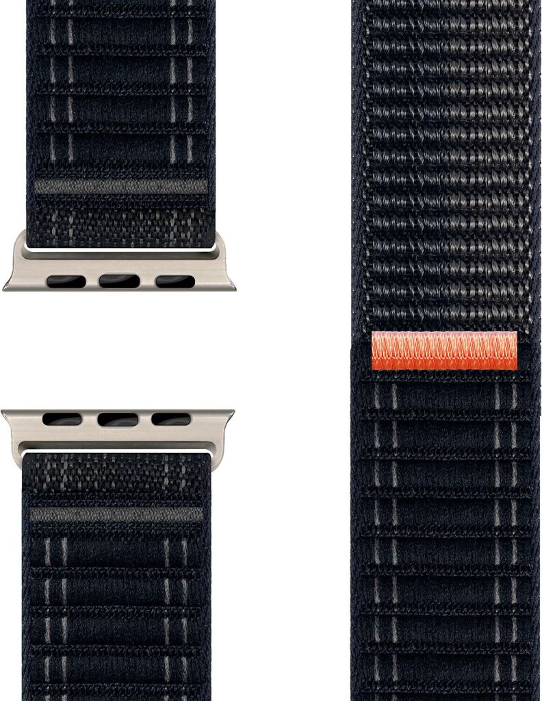 Evolv Nylon Armband für Apple Watch Ultra/SE/10/9/8/7/6/5/4/3/2/1, Gewebtes Stoffband mit Klettverschluss, 42/44/45/46/49mm - Nachtschwarz