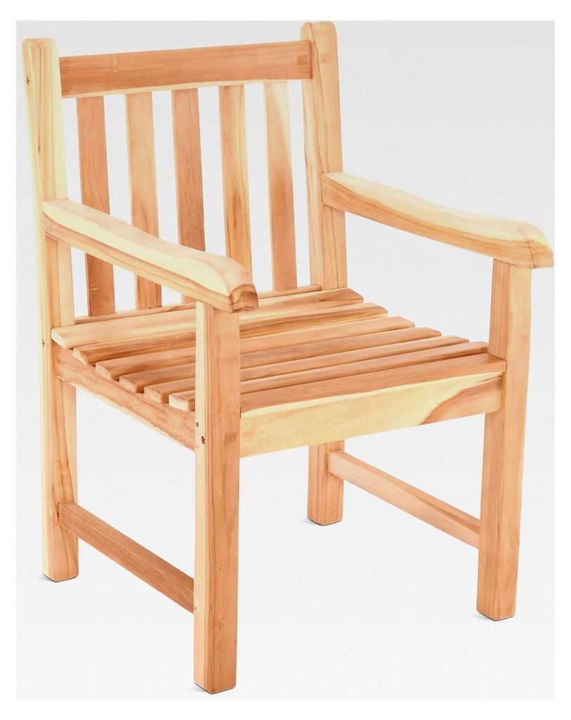Gartenstuhl Lana XL - Gerade Rückenlehne, Teakholz-Sessel, naturbelassenes Teak, langlebig, massiv und robust für Outdoor, Garten, Balkon und Ter...