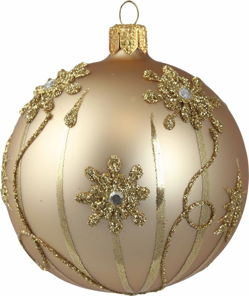 Goldene Weihnachtskugel mit Blumendekor Produktbild 