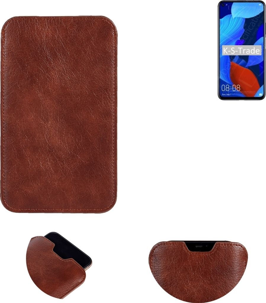 K-S-Trade Schutzhülle Handyhülle kompatibel mit Huawei nova 5T Handytasche Kunstleder Sleeve in braun
