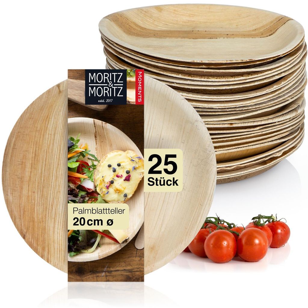 Moritz & Moritz 75x Palmblatt Teller Rund 20cm Produktbild 