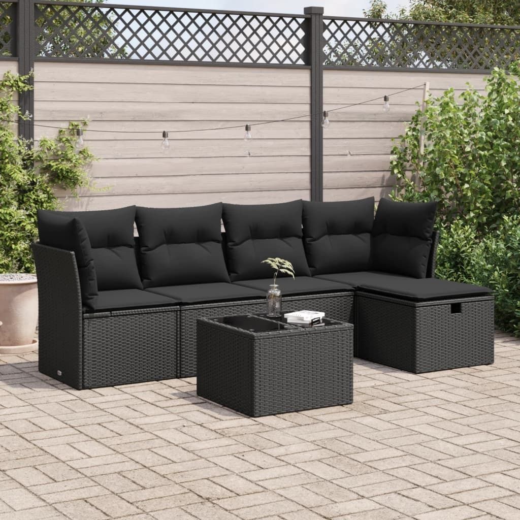 Eleganten-Stil 6-tlg. Garten-Lounge-Set mit Kissen Produktbild 