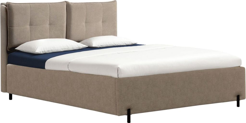 Selsey Belleo – Polsterbett 160x200 mit klappbaren Rückenkissen, wasserfester Chenille und Stauraum, Dunkelbeige