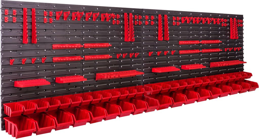 Nástěnná police 230x78cm Držáky na nářadí 46 ks stohovacích Obrázek produktu 