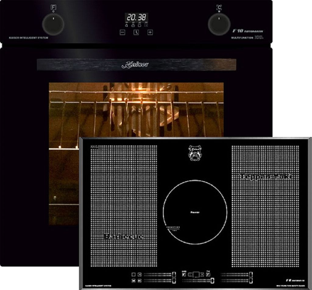Kaiser Küchengeräte Induktions Herd-Set EH 6367 Elektro Backofen, Autark, 79L +KCT 777 FI La Perle Induktionskochfeld 77cm