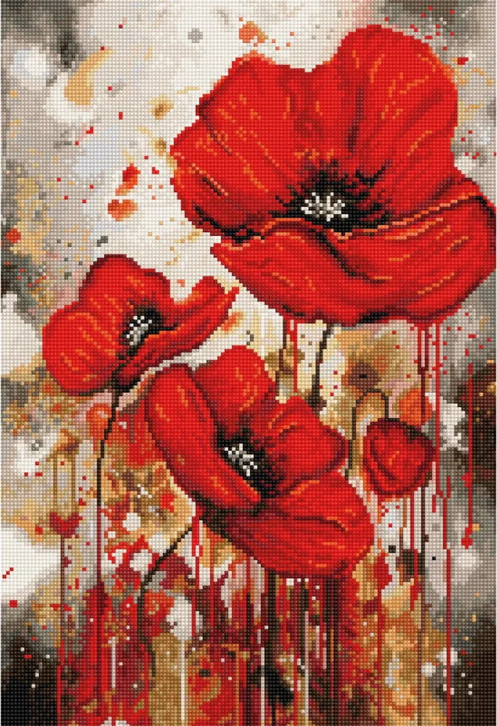 Kit broderie point de croix Luca-S coquelicots modèle à compter 22x32cm
