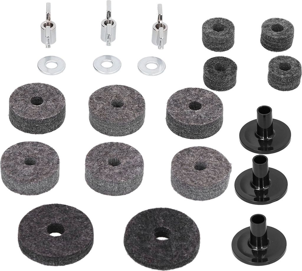 21Pcs Cymbal Filz Kupplung Halterung Rohr Trommel Zubehör mit Edelstahl Flügelmutter