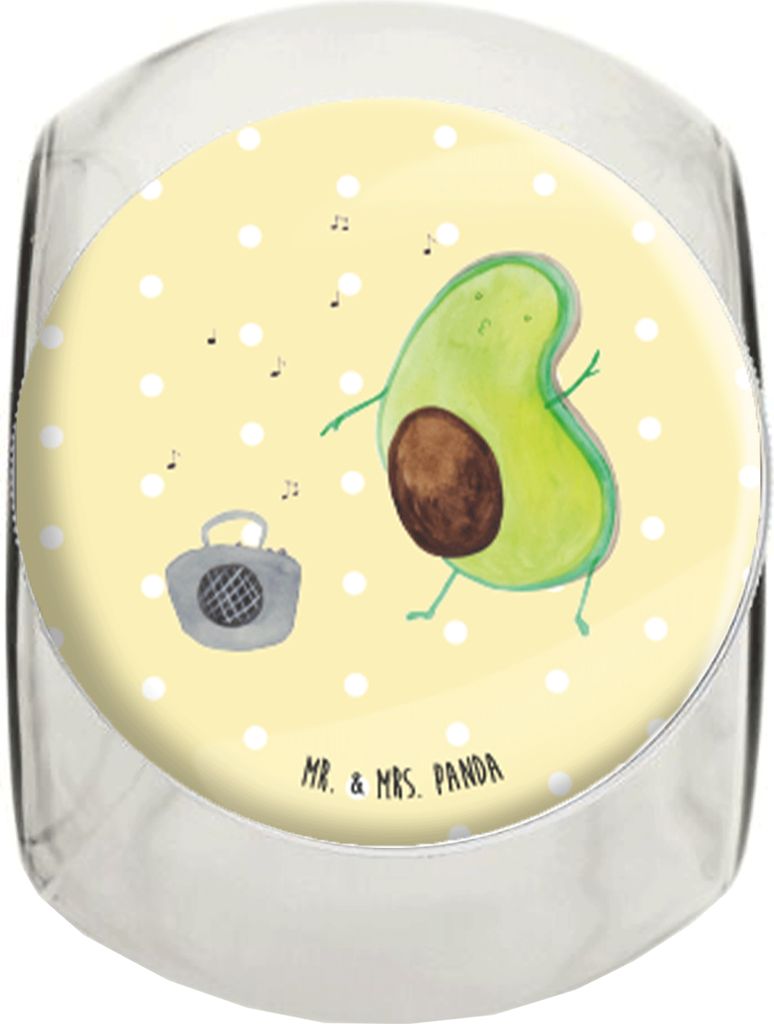 Mr. & Mrs. Panda küchenglas Avocado Tanzen L 870ml - Gelb Pastell - Geschenk, Bonboniere, Süßigkeiten Glas, Kaffeedose, Bonbonglas, Party, gewü...