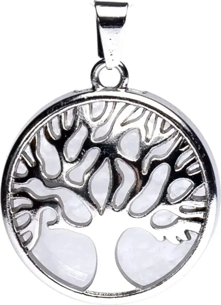 Pendentif Arbre de Vie Cristal de Roche pour Méditation - 3 Pièces