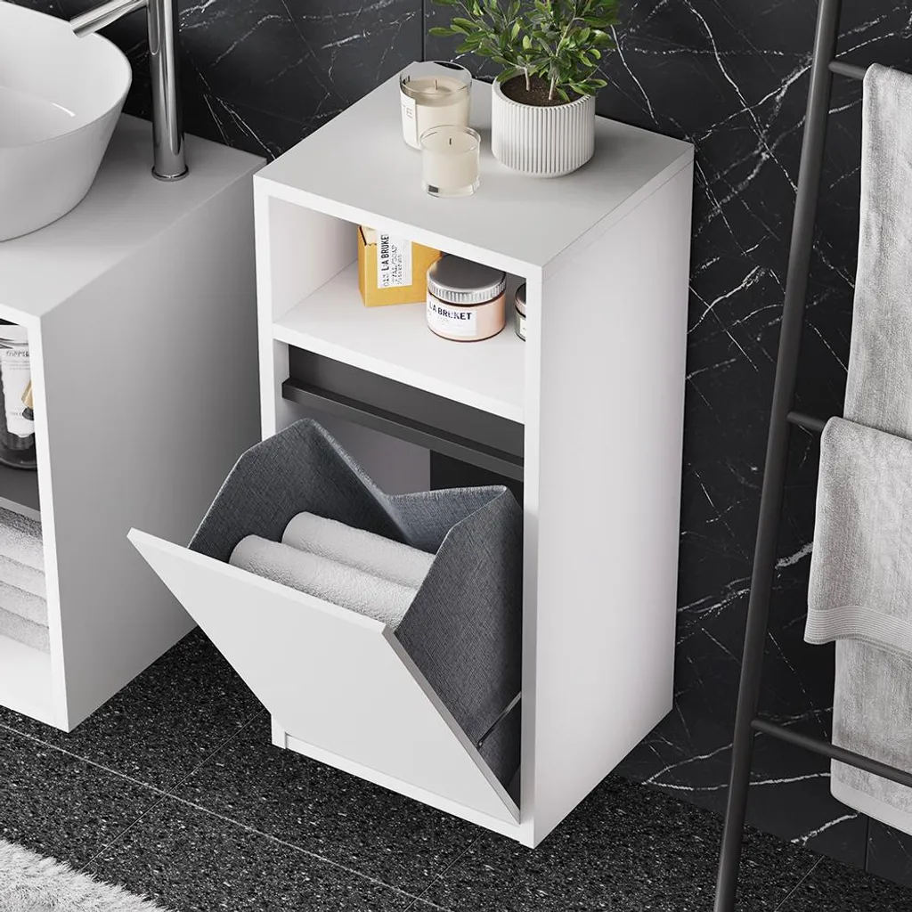 Meuble salle de bain compact 38cm avec tri du linge Vicco Viola 54883