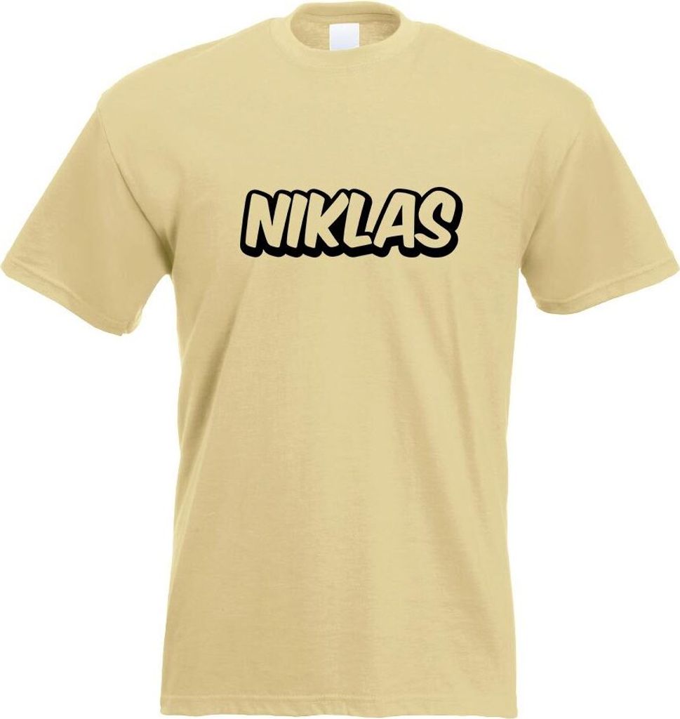 Kiwistar - T-Shirt - Khaki - Niklas Vorname Jungen Motiv Bedruckt Funshirt Design Print - mit Motiv Bedruckt - Funshirt Design - Sport - Freizeit -...