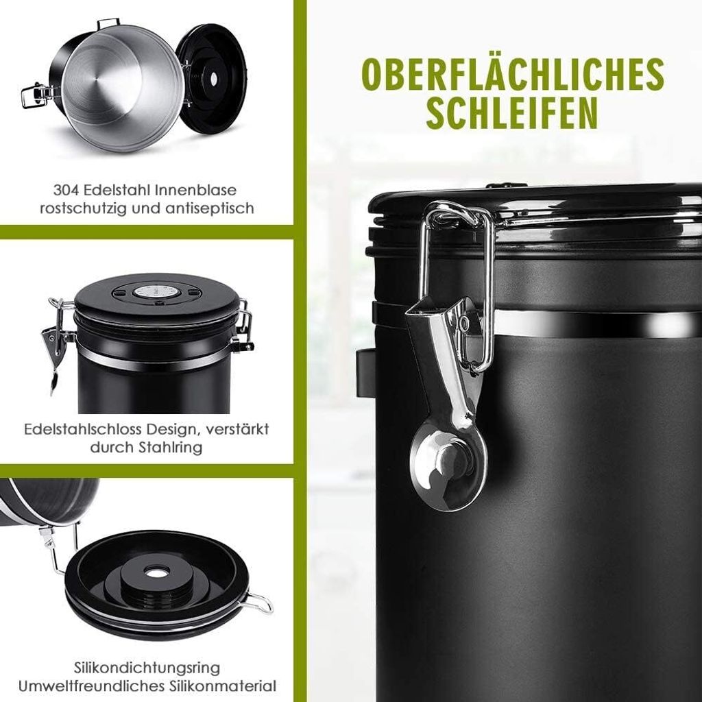 Kaffeedose, 1,5 L Luftdicht Kaffeebehälter, Edelstahl Produktbild 3