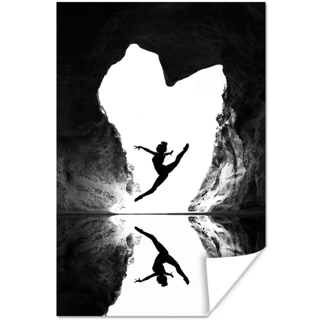 MuchoWow Poster Ballett - Herz - Höhle - Schwarz - Weiß 60x90 cm - Wanddekoration