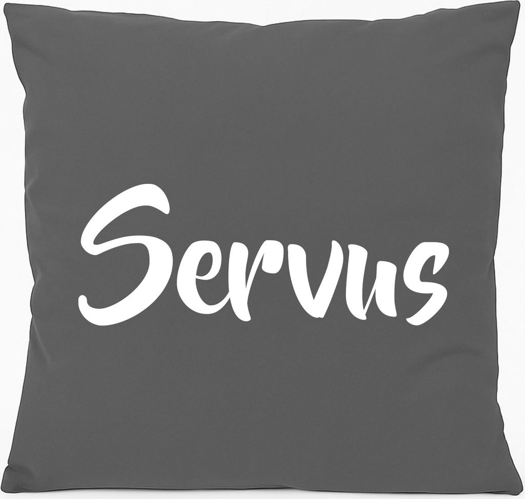 Huuraa Sofakissen Servus Schriftzug Geschenk 40x40cm mit Füllung Steel Grey Baumwolle Servus Mitbringsel
