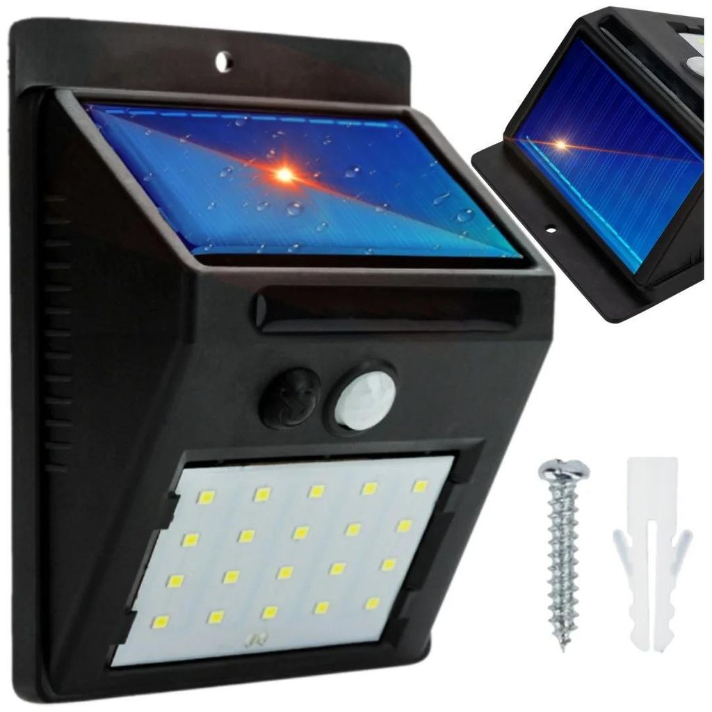 Lampa solarna led 20 LED z czujnikiem ruchu i zmierzchu Zdjęcie produktu 