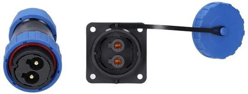 Connecteur haute puissance IP68 carré 45A 250V à 2/3/4 pôles noirs