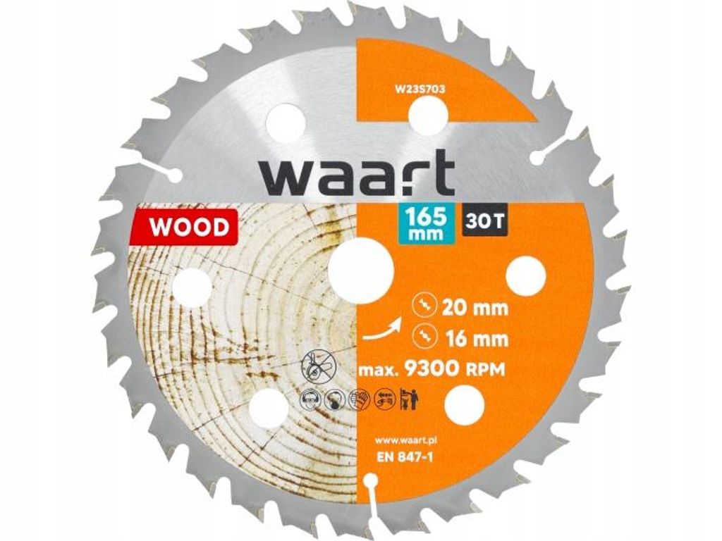 WIDIA Sägeblatt 165 x 20 mm, 30 Zähne, WIDIA Zähne für Holz