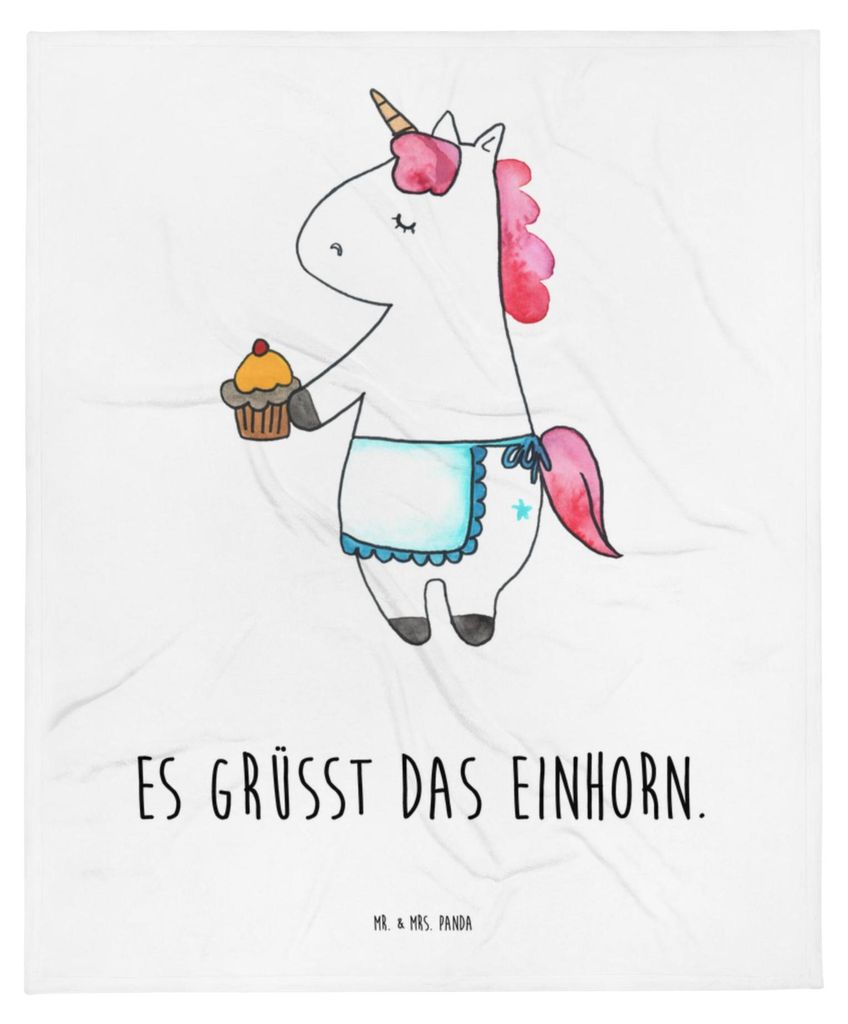 Mr. & Mrs. Panda Erstlingsdecke Einhorn Muffin - Weiß - Geschenk, Babydecke, Fleecedecke, Plaid, Geburtstagsgrüße, Kekse, Kinderdecke, Schlummer...