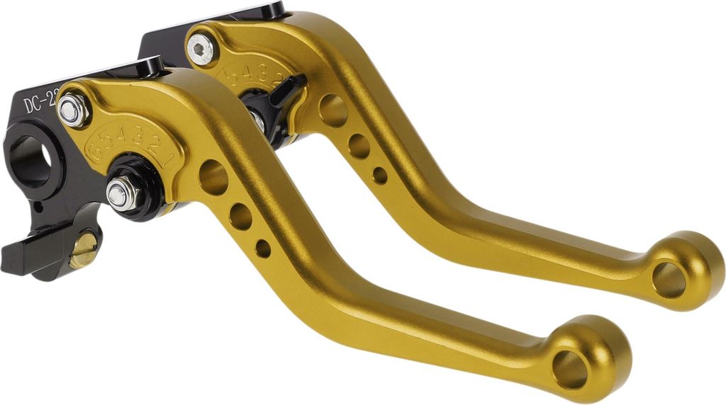 Kurze Brems- und Kupplungshebel für Ducati Hypermotard 796 2010-2012 6-fach verstellbare Motorradlenker Bremshebel Aluminiumlegierung Massiv Goldton