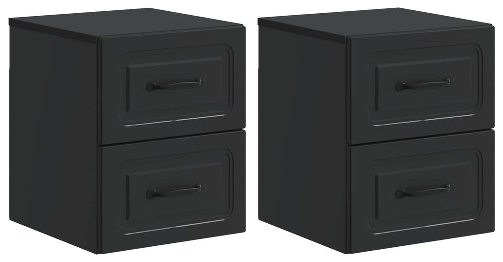 Wandmontierter Nachttisch 2 pcs Schwarz 34,5 x 33 x 40 cm