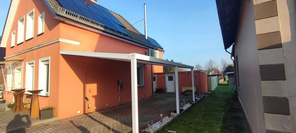700 x 400cm Alu Terrassendach Barcelona + Stegplatten Weiss Terrassenüberdachung