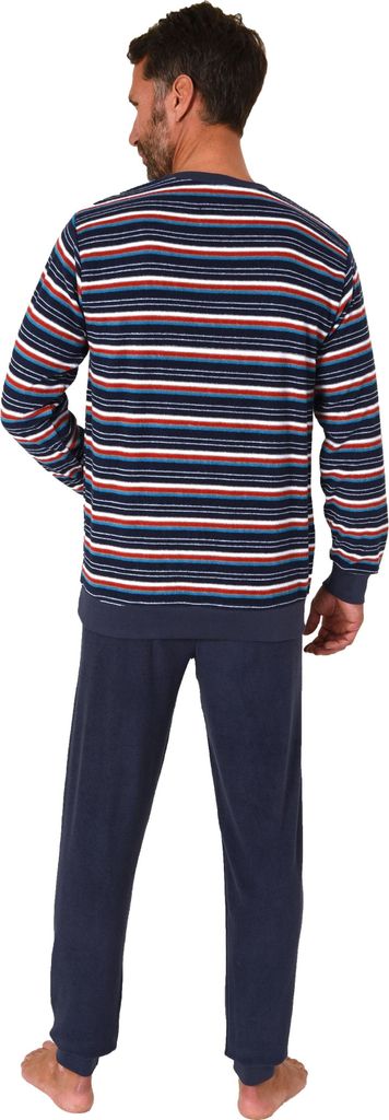 Eleganter Herren langarm Frottee Schlafanzug Pyjama mit Bündchen - auch in Übergrößen ; rot1 , 52