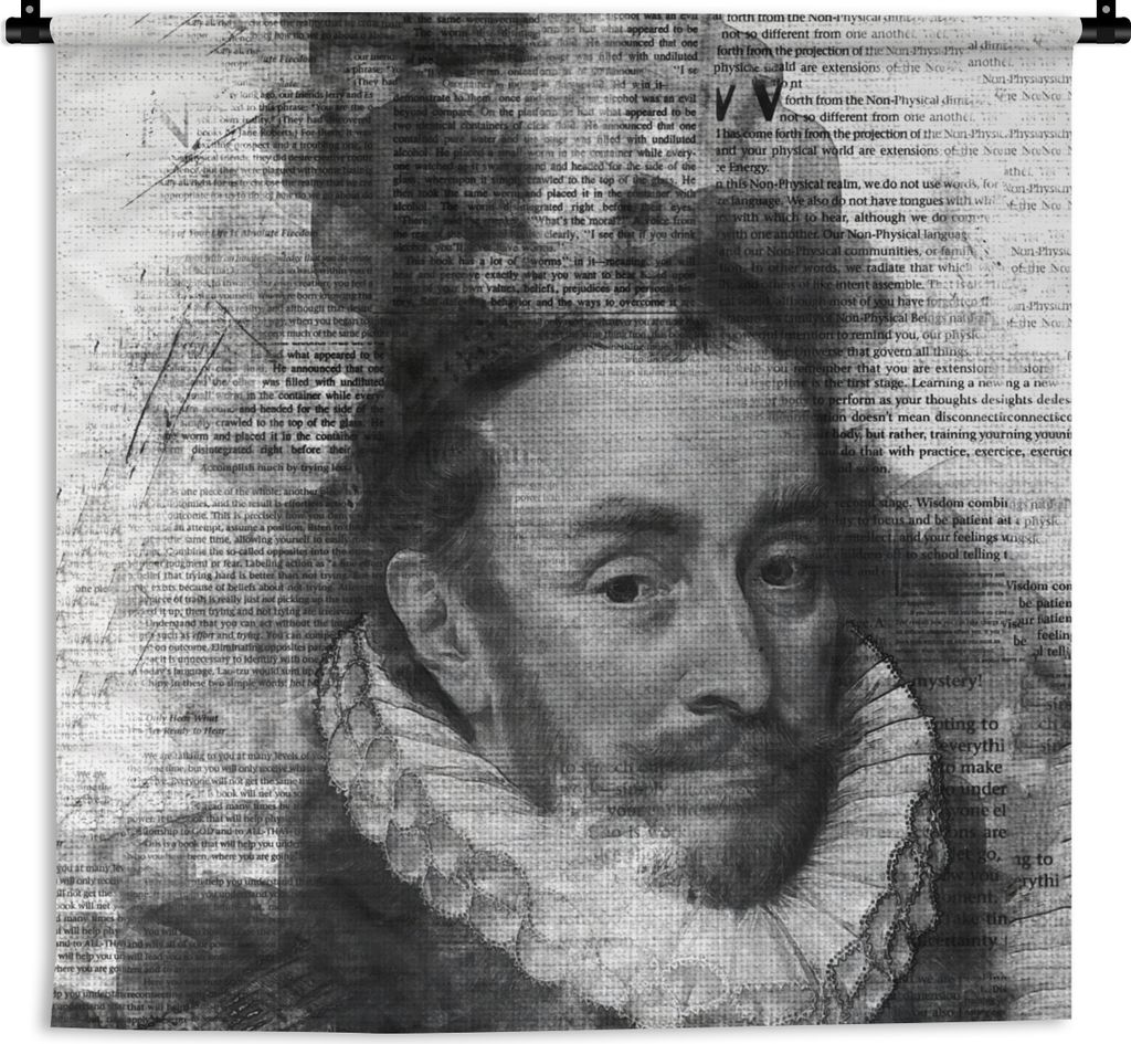 MuchoWow Wandteppich Wandbehang Porträt von Wilhelm I. - Adriaen Thomasz - Schwarz und Weiß 150x150 cm Tapisserie Dekoration Wandtuch - Wohnacc...