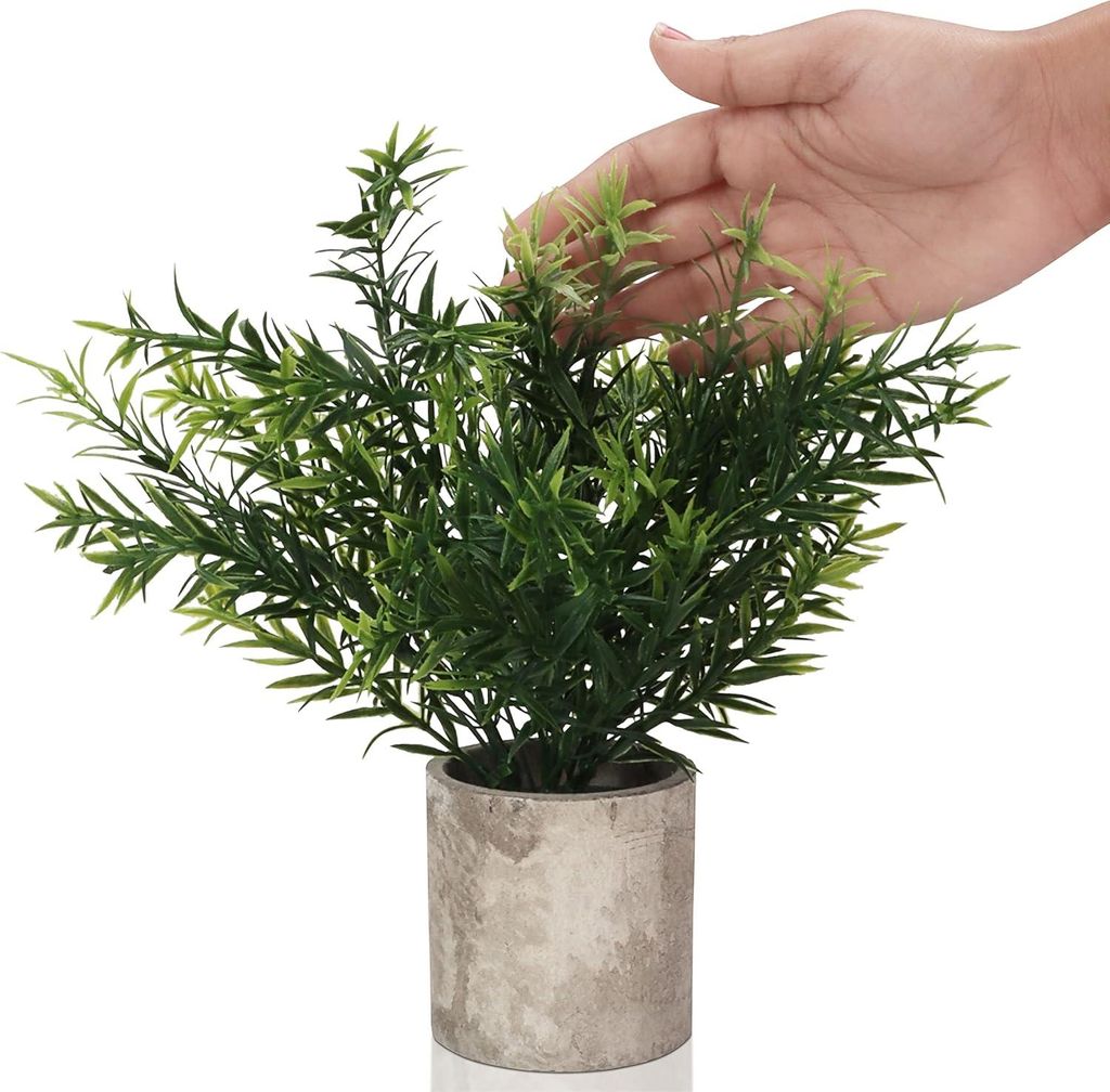 Gepotte Artificiële Eucalyptus Pflanzen (3er Set) - Kleine Faux Plastik Grün in Töpfen - Künstliche Pflanzen für Büro, Zuhause, Küche, Garte...