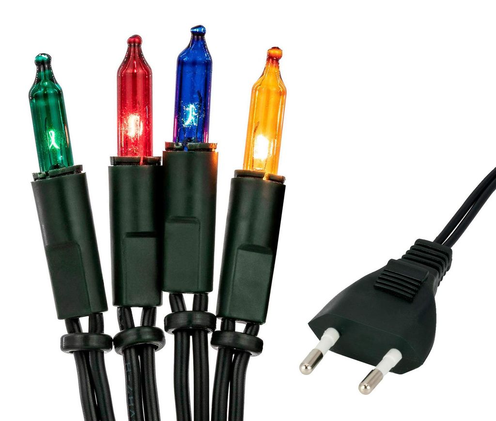 Lichterkette 100 bunte Mini-Lampen, 14,85 m, grünes Kabel
