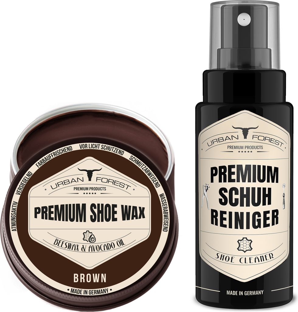 PARSET Schuh Reiniger + Schuhwachs Braun | Professionelle Schuh-Reinigung & Schuh-Pflege an Leder & Kunstleder Shoe & Sneaker Cleaner von URBAN Forest