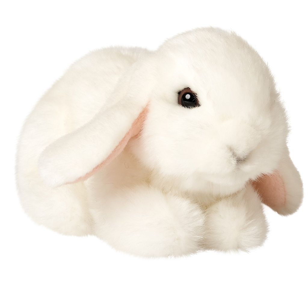 Kaninchen ca 18 cm hellbraun weiß Plüschtier / Stofftier Uni Toys 