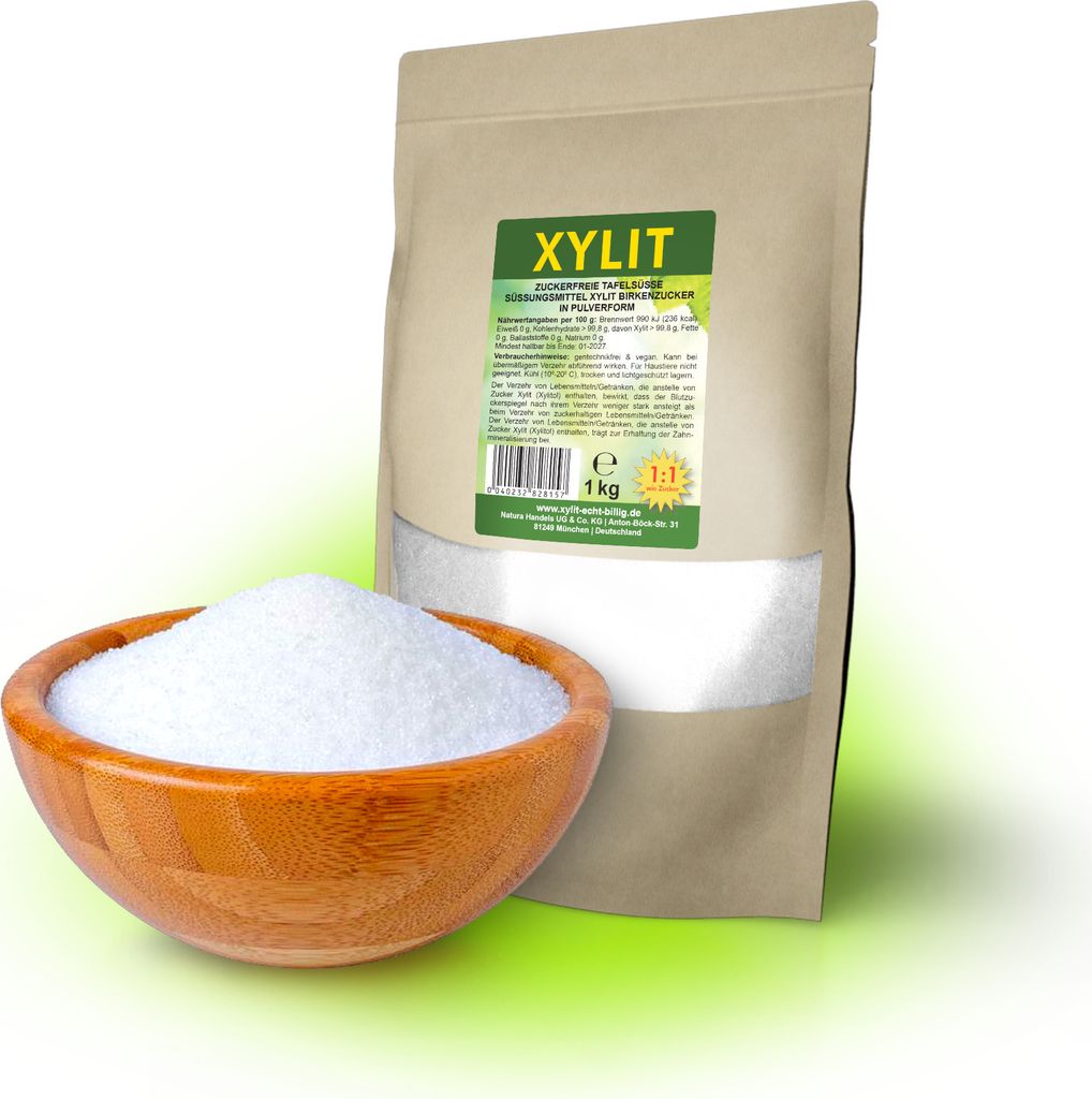 1kg Premium Xylit Birkenzucker | 40% weniger Kalorien | zahnfreundlich & vegan | süßt 1:1 wie Zucker | feine Körnung für sehr gute Verwendbarkeit