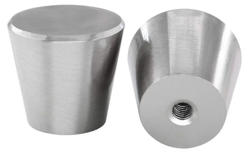 Lot 4 boutons de meubles argent brossé anti-traces en aluminium solide