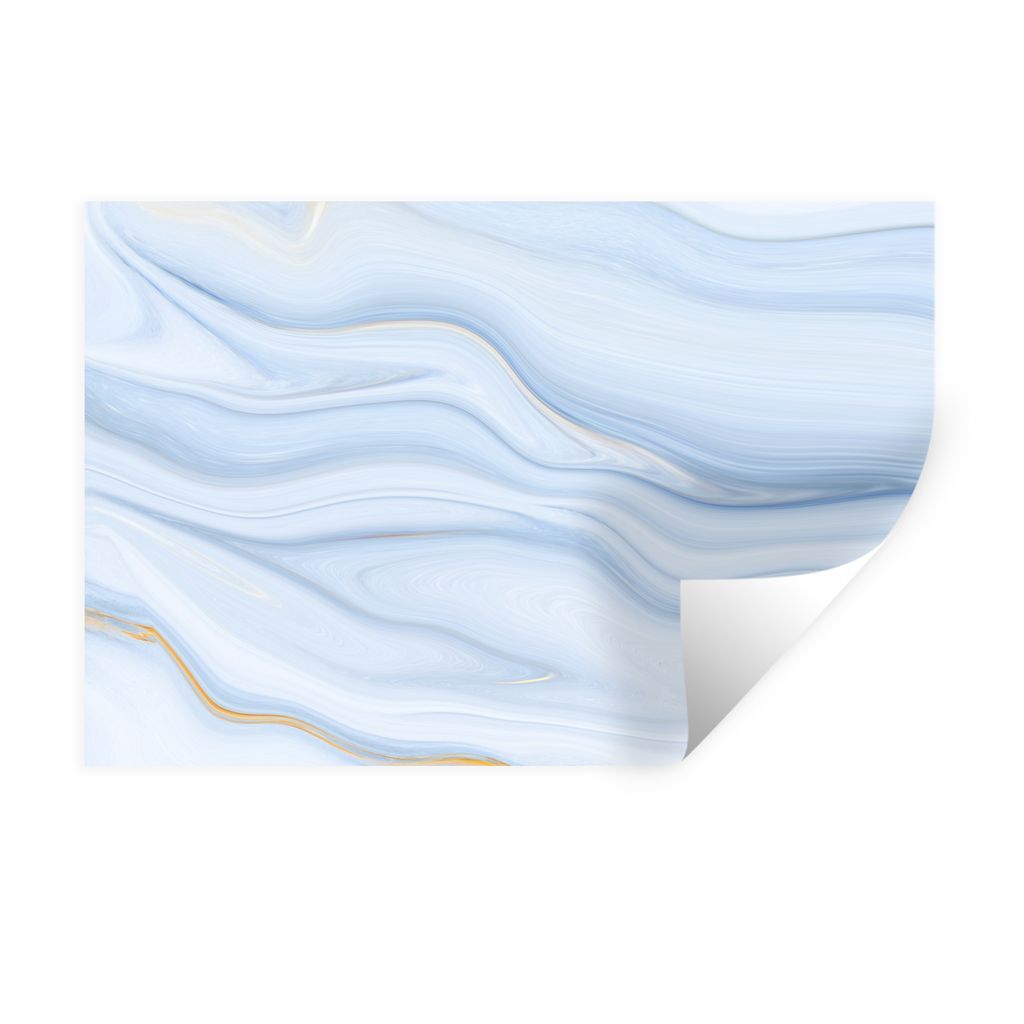 MuchoWow Wandtattoo Wandsticker Wandaufkleber Marmor - Welle - Blau - Muster - Marmoroptik - Pastell 120x80 cm Selbstklebend und Repositionierbar...