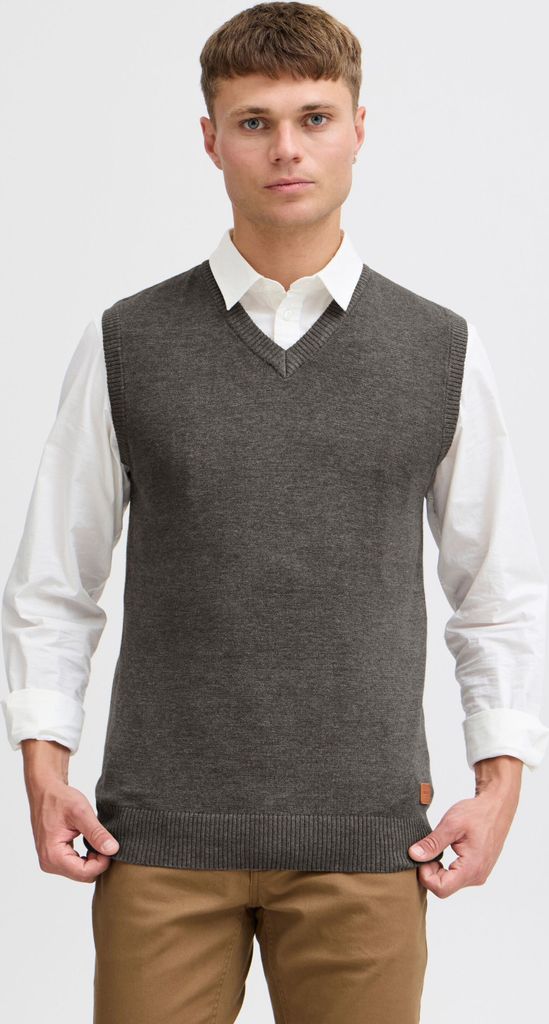 BLEND BHLarsson Herren Pullunder Strickweste Feinstrick Pullover ärmellos mit V-Ausschnitt Baumwollmischung Regular fit
